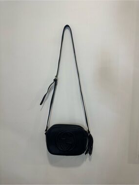 Gucci Black Leather Small Crossbody Camera Bag with Tassel